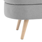 Oval Storage Ottoman Bench with Linen-Upholstered Pleated Fabric, Multiuse Footstool and Seat for Living Room, 43.5" L x 16" W x 16" H, Grey
