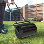 20-Inch Push/Tow Behind Lawn Roller Filled with 10 Gal Water or Sand for Flattening Sod in the Garden, Dark Green