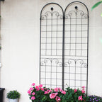 4 Pack Metal Garden Trellis for Climbing Plants with Galvanized Tubes, Easy Assembled Rustproof Plant Support, 80" L x 87" H, Black