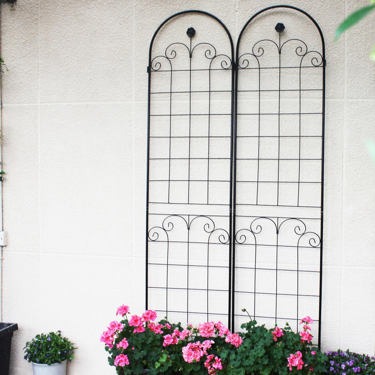 4 Pack Metal Garden Trellis for Climbing Plants with Galvanized Tubes, Easy Assembled Rustproof Plant Support, 80" L x 87" H, Black