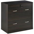 2-Drawer File Cabinet with Lock and Keys, Lateral Storage Filing Cabinet with Hanging Bar for Letter Size, Home Office, Walnut