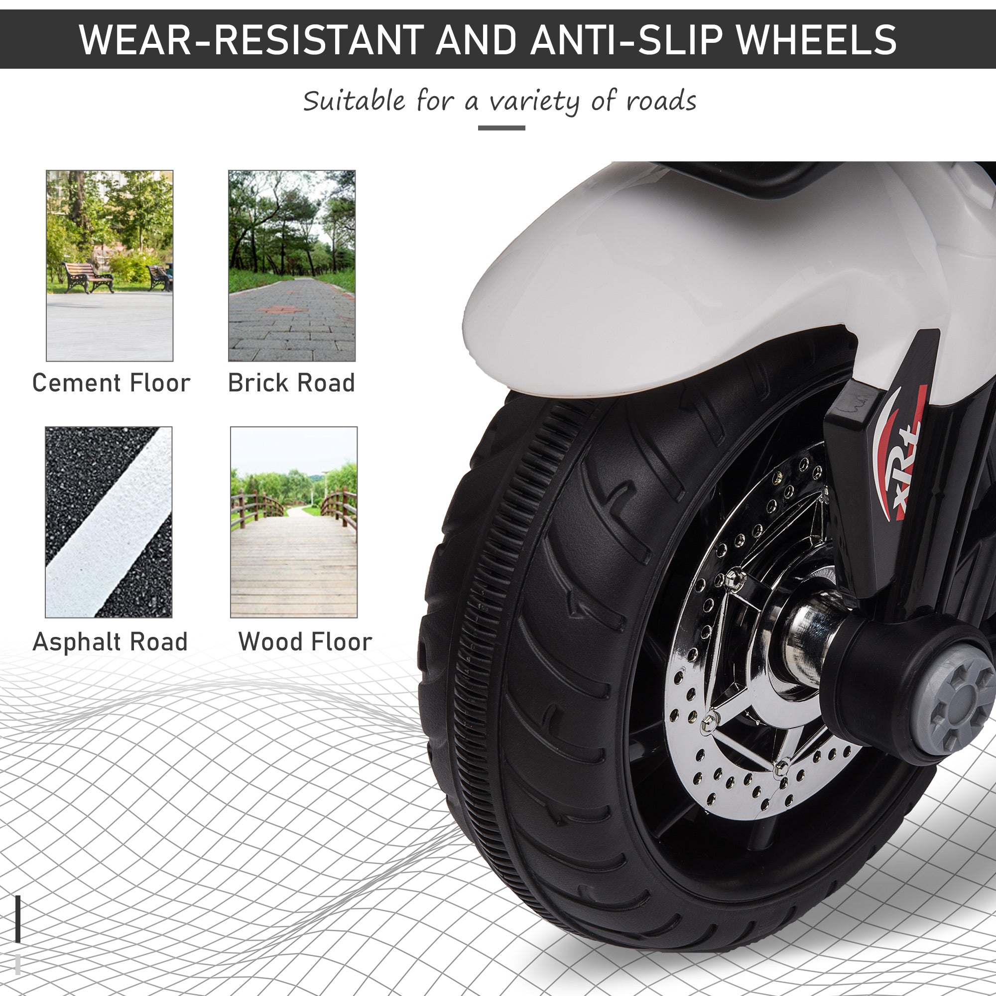 6V Kids Motorcycle, Battery-Operated Mini Electric Motorbike with Forward/Reverse Switch, Horn, White