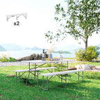 2 Pack 6 ft Portable Foldable Bench Seats, Plastic Folding Benches with Carrying Handle for Camping, White