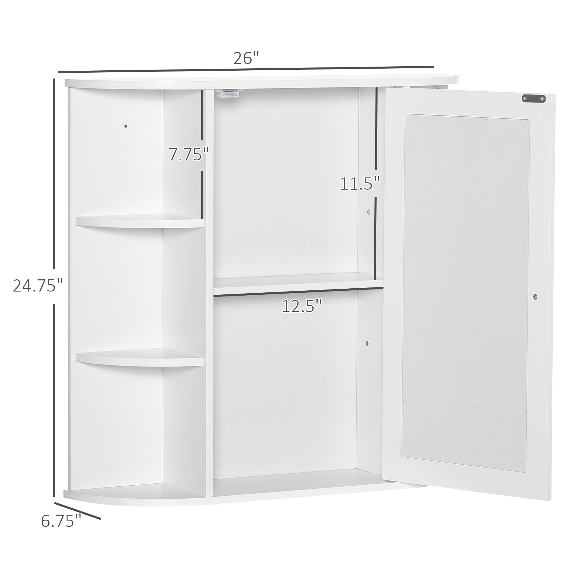 Bathroom Medicine Cabinet with Mirror, Bathroom Mirror Cabinet, Wall Mount Mirror Medicine Cabinet with Multiple Storage Shelves, White