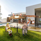 Kids Table and Chair Set, Outdoor Folding Garden Furniture, Picnic Table for Patio Backyard, with Removable & Height Adjustable Sun Umbrella, Brown