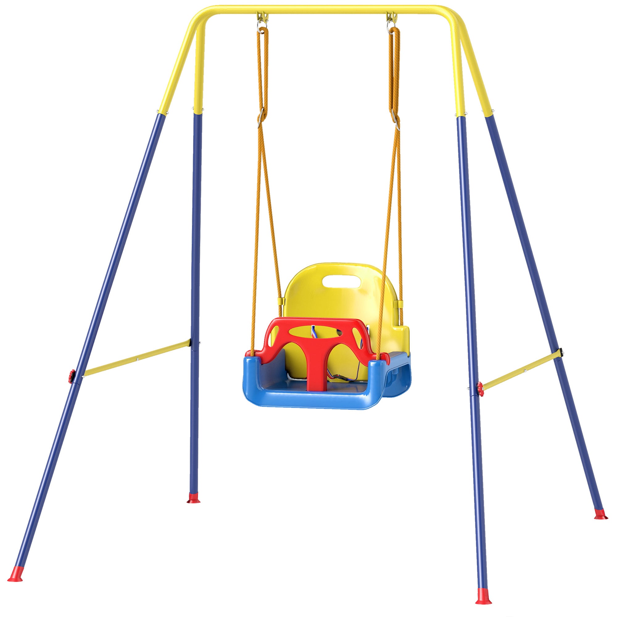 3 in 1 Toddler Swing Set, Folding Child Swing Set with Seat Belt, Adjustable Seat for Outdoor Indoor, Blue