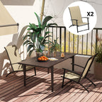 Set of 2 Outdoor Dining Chairs with High Back, Armrests, Folding Patio Chairs for Patio, Lawn, Camping, Beige
