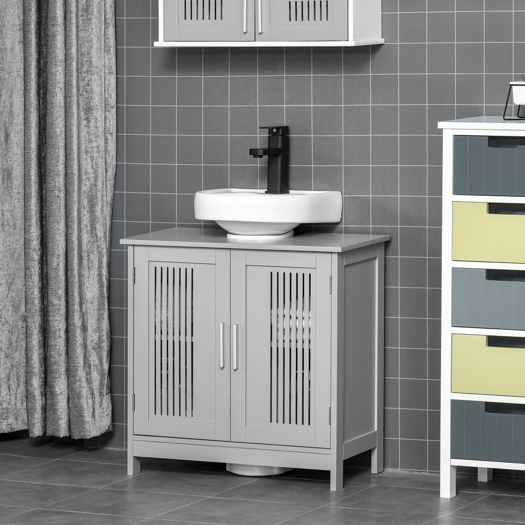 Under Sink Pedestal Storage Bathroom Cabinet, Gray