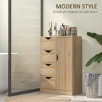 Freestanding Storage Cabinet, Bathroom Floor Cabinet with 4 Drawers and Door, Oak