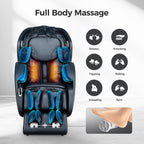 3D Zero Gravity Massage Chair with Voice and App Control, Back Heating, Full Body Shiatsu Recliner, 52" L x 29" W x 43" H, Black