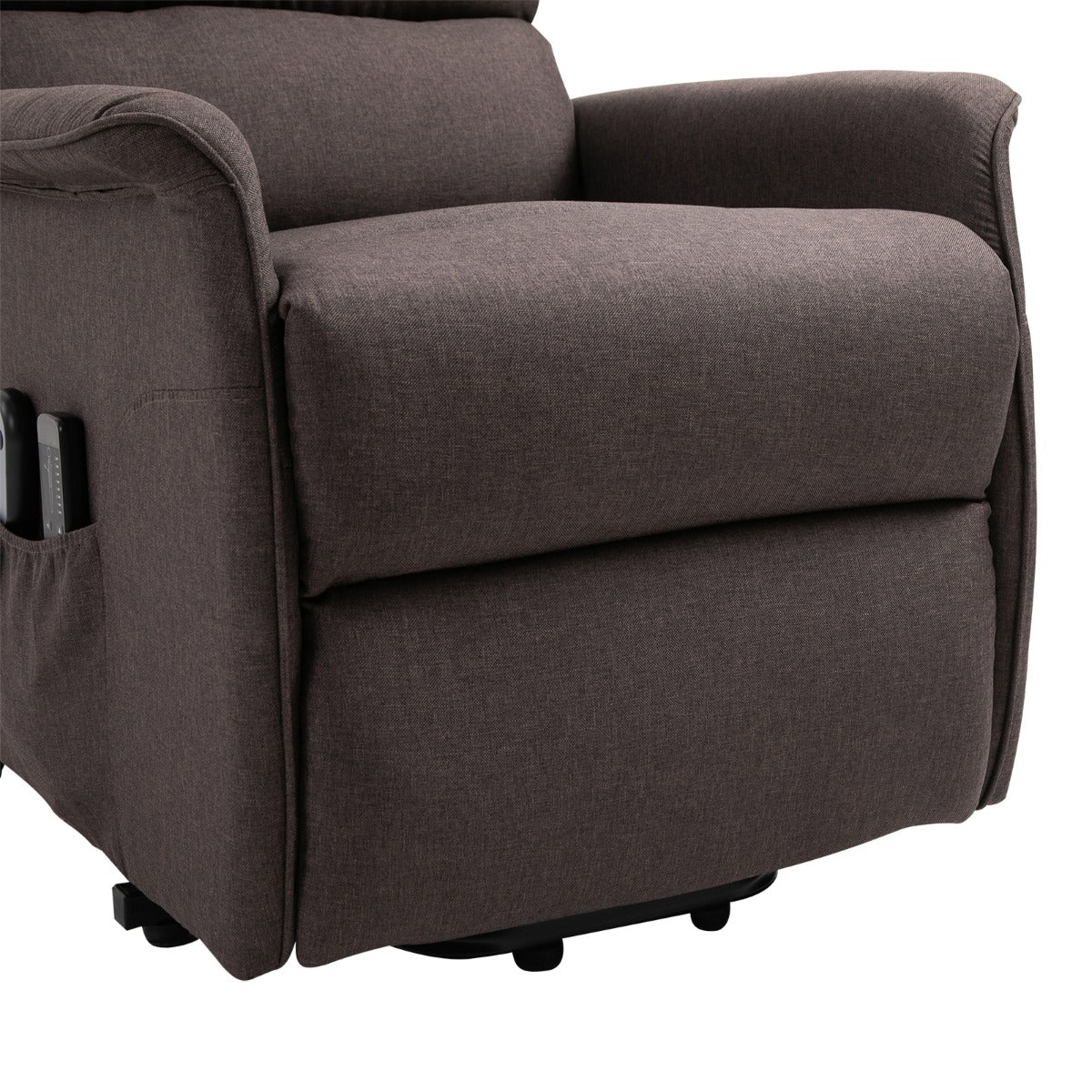 Power Lift Assist Recliner Chair for Elderly with Remote Control, Linen Fabric Upholstery, Brown