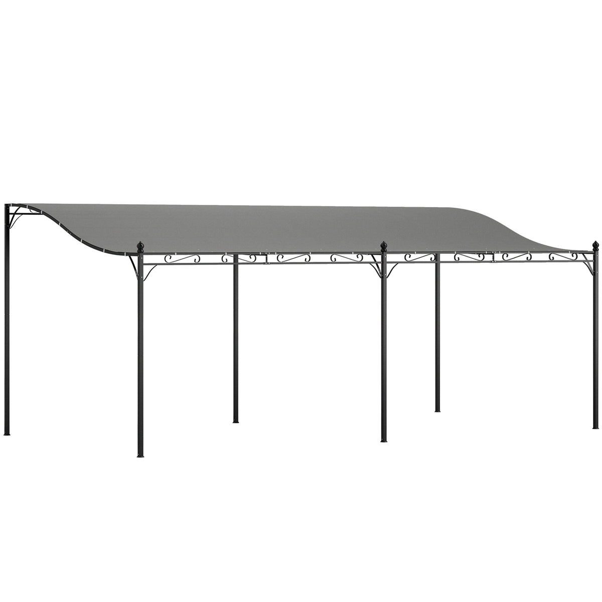 10' x 20' Wall-Mounted Outdoor Pergola Canopy, Metal Patio Canopy with Drainage Holes for Backyard Garden, Dark Gray