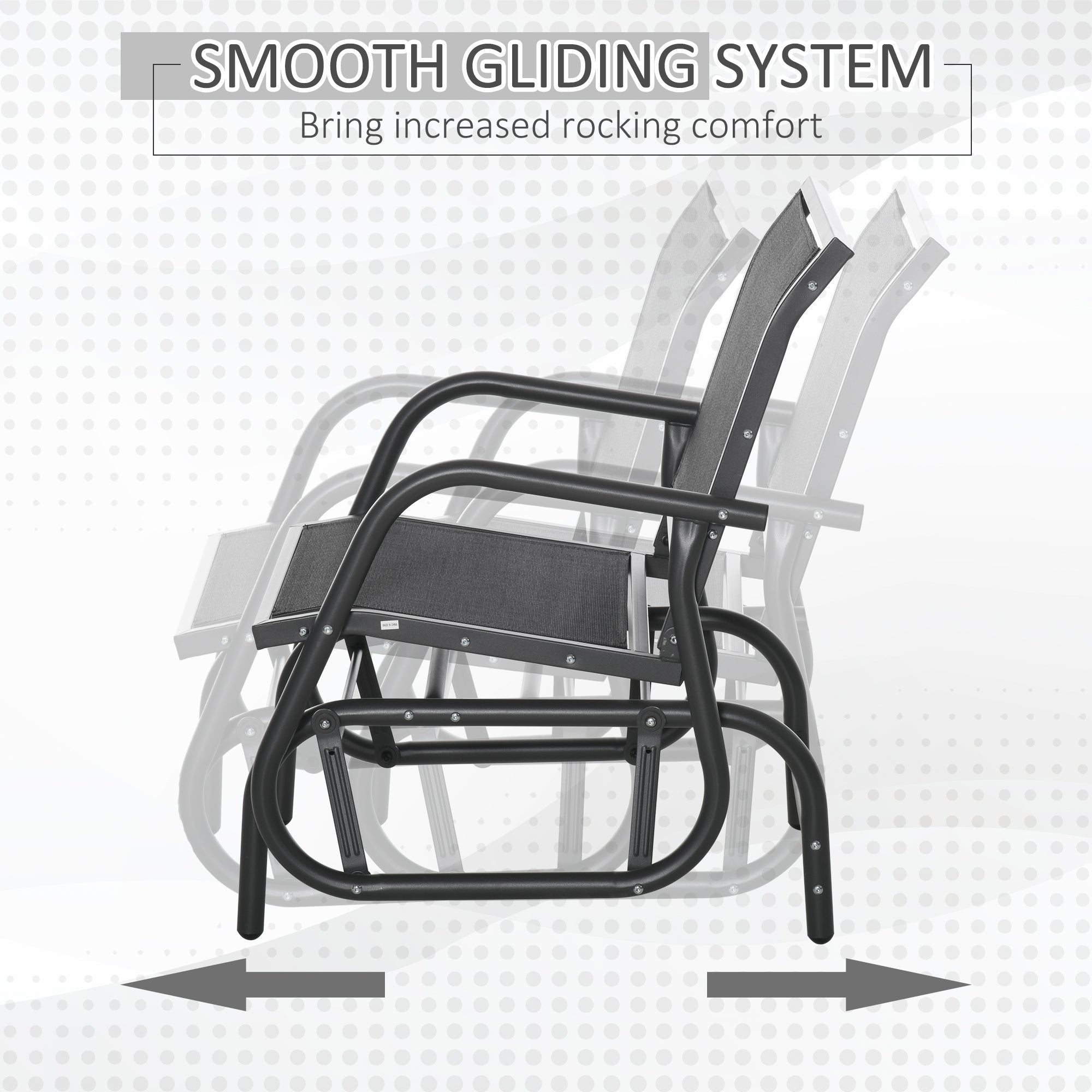 Outdoor Glider Chair, Steel Swing Chai with Curved Armrests for Porch, Garden, Poolside, Balcony, Black