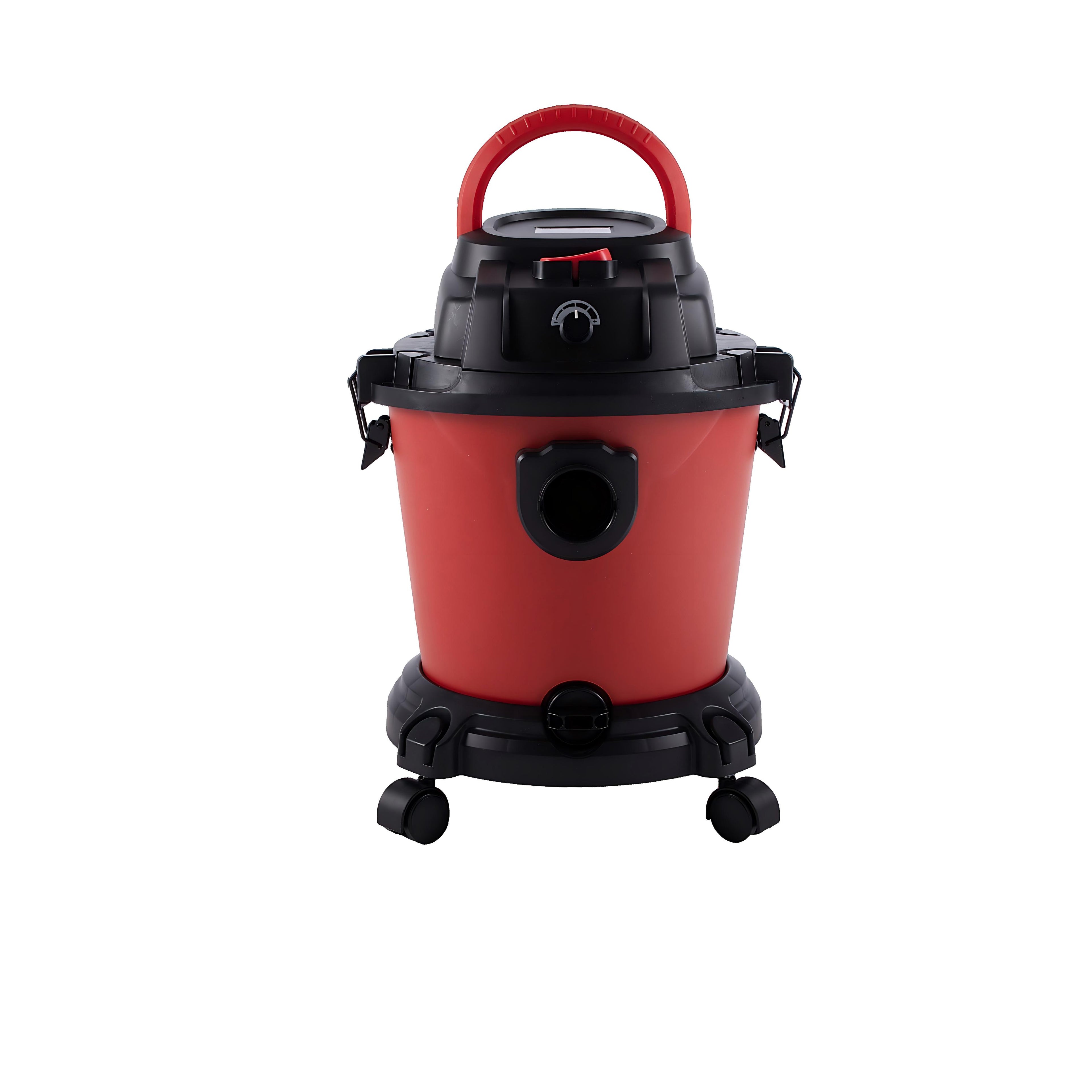 5-Gallon Wet/Dry Shop Vacuum with Stepless Speed Control, 3-In-1 Cleaner with Tower-Buckle Lock, 14″ L x 14″ W x 17.5″ H, Black+Red