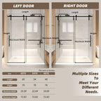 Sliding Bathtub Door with Waterproof Seals and Tempered Glass, Bathroom Door with Towel Bar Handle, 54" L x 0.5" W x 76" H, Matte Black