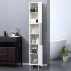 Tall Bathroom Storage Cabinet with Mirror, Wooden Freestanding Tower Cabinet with Adjustable Shelves for Bathroom or Living Room, White