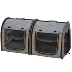 39" Portable Soft-Sided Pet Cat Carrier with Divider, Two Compartments, Soft Cushions, & Storage Bag, Gray