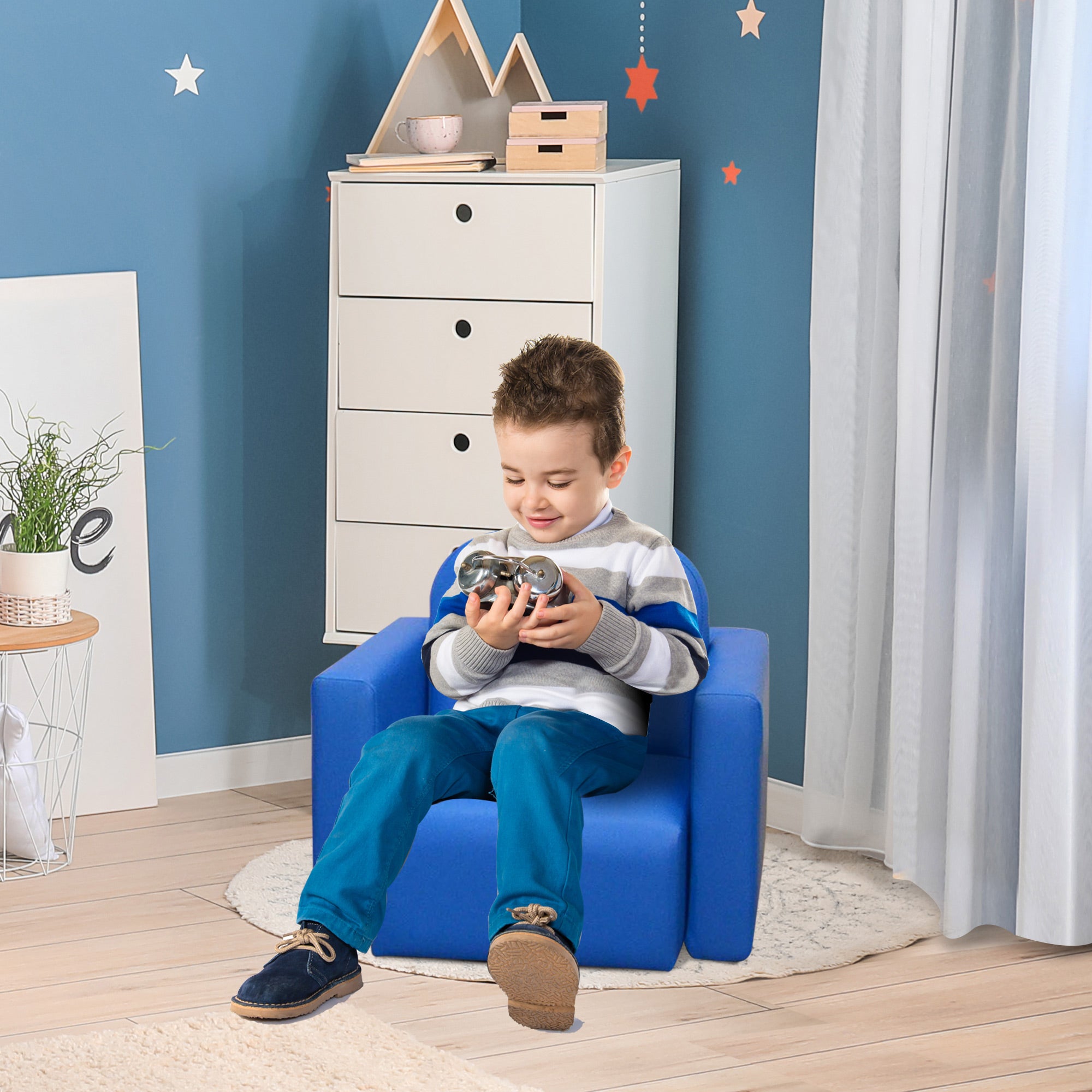 2-in-1 Convertible Table and Chair Set for Boys Girls for Boys Girls, Blue
