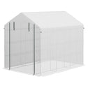 Outdoor Walk-in Greenhouse with Roll-up Zipper Door, 18 Shelves, PE Cover, 95.25" x 70.75" x 82.75", White