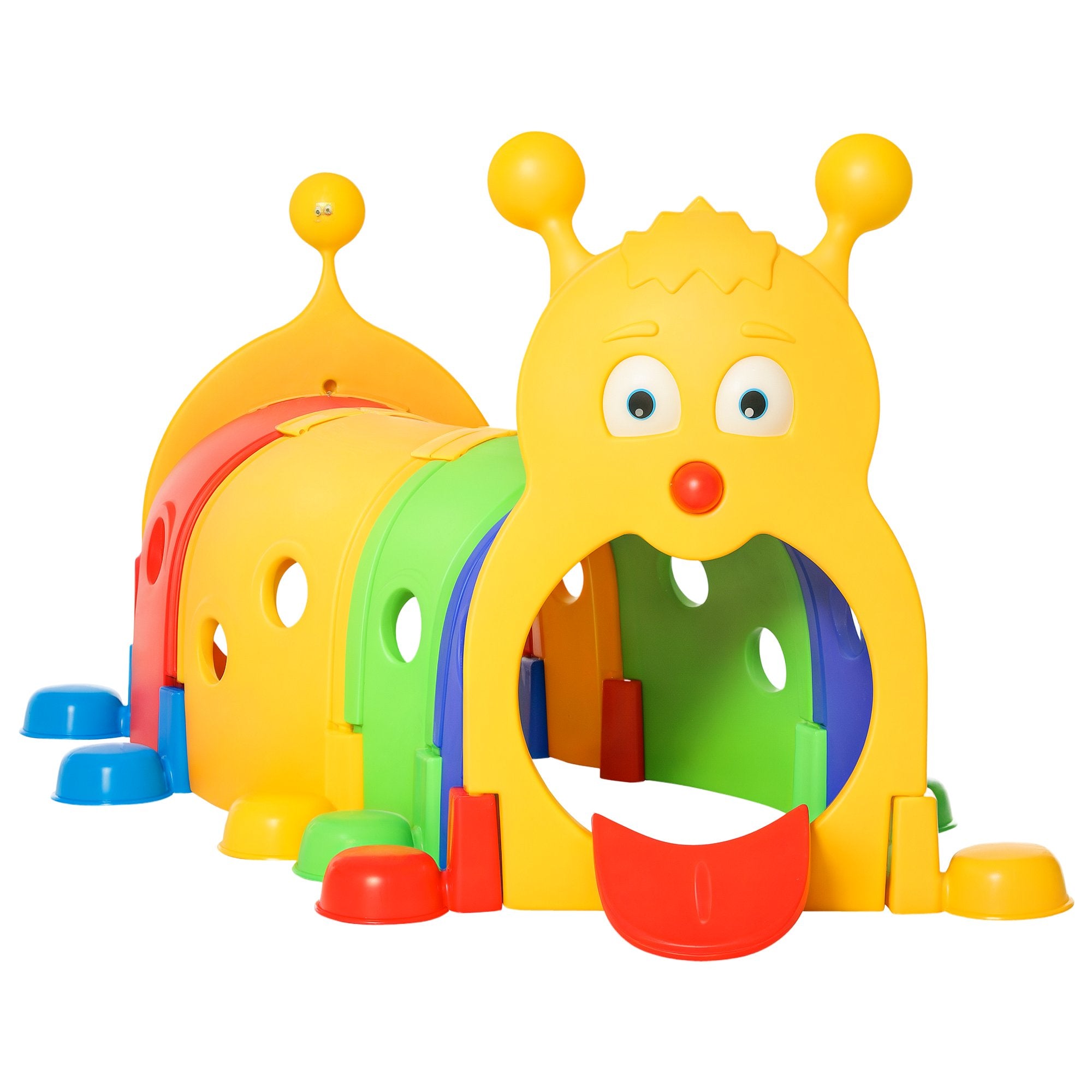 Caterpillar Play Tunnel, Toddler Tunnel for Kids Crawl and Climb Through, Kids' Play Structure Indoor Outdoor, 4 Sections, Multicolored