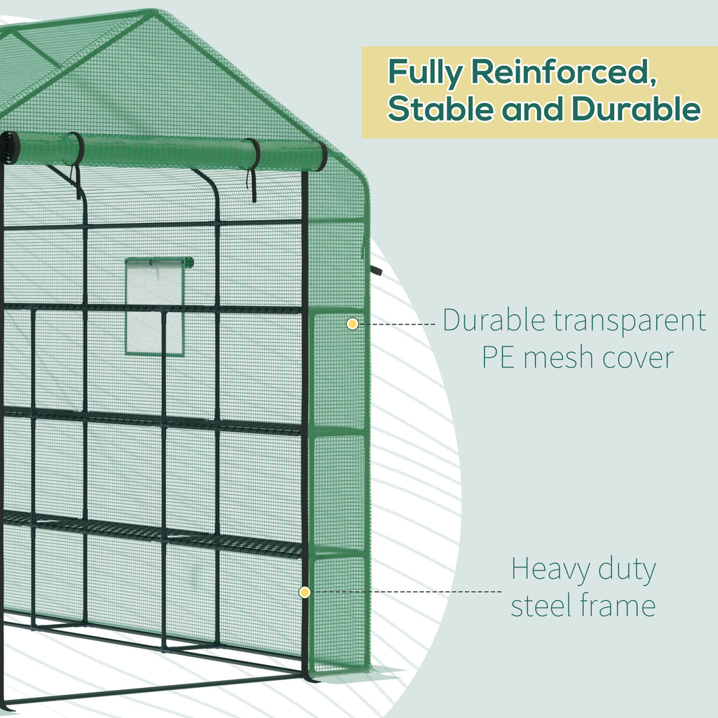8' x 6' x 7' Temporary Greenhouse for Growing Flowers with Mesh Door & Windows Green