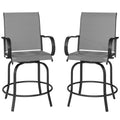 Outdoor Bar Stools Set of 2, 360° Swivel Bar Height Chairs, 26.75" x 29.5" x 48.5", Gray