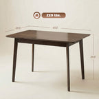 47.2" Rectangle Dining Table for 4, Mid-Century Modern Kitchen Table with Rubber Wood Frame for Dining Room, Mahogany