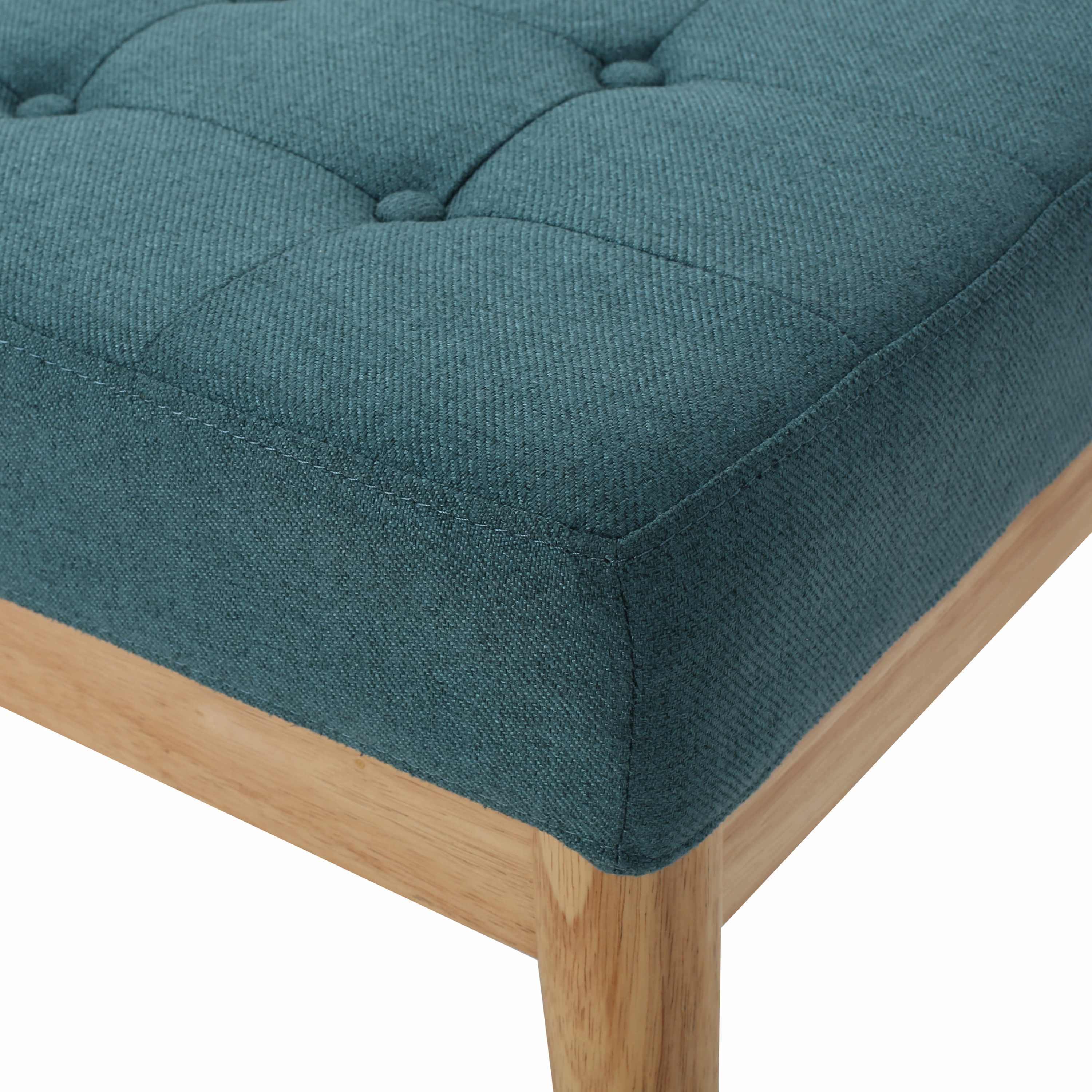 Fabric Ottoman with Cushioned Top, Sturdy Frame, and Space-Saving Design, 43.5" L x 17" W x 17" H, Teal