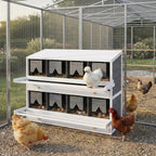 Chicken Nesting Box, 8 Compartment Wood Laying Boxes for Chicken Coop with Egg Collection Trays Perches for 16-32 Hens