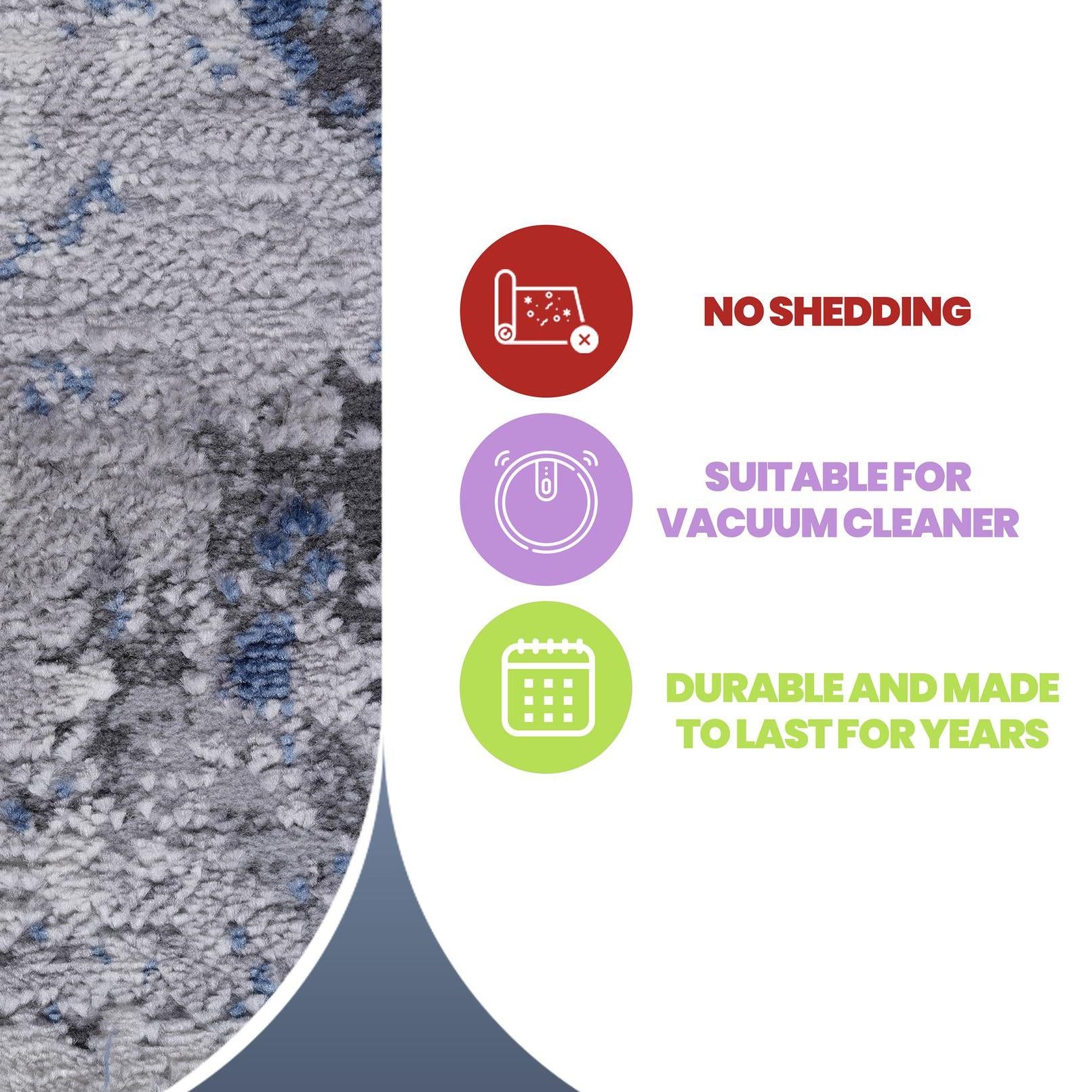 Naar 2x3 Abstract Stain-Resistant Area Rug with Non-Shedding Design, Kid and Pet-Friendly Carpet, 36" L x 24" W x 0.35" H, Silver