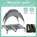 Elevated Dog Bed with Removable Canopy, Outdoor Dog Cot with UV Protection Canopy Shade, 36 inch Large Pet Bed for Camping, Gray