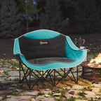 Padded Folding Camp Chair for Adults, Double Camping Chair with Armrests, Cup Holders, Carry Bag for Outdoor, Green