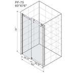 Frameless Shower Door with Stainless Steel Hardware, Support Bar, Bathroom Door with Waterproof Seals, 60" L x 0.5" W x 76" H, Brushed Nickel