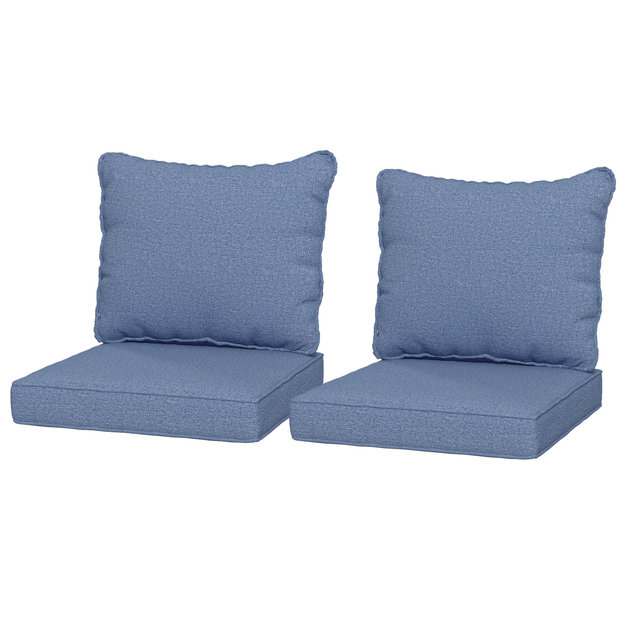 Patio Chair Cushions Set of 2 with Seat & Backrest, Fade Resistant Seat Replacement Cushion Set, Blue