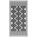 Reversible Outdoor Rug, Waterproof Plastic Straw with Carry Bag, 9' x 18', Black & White Rhombus Border