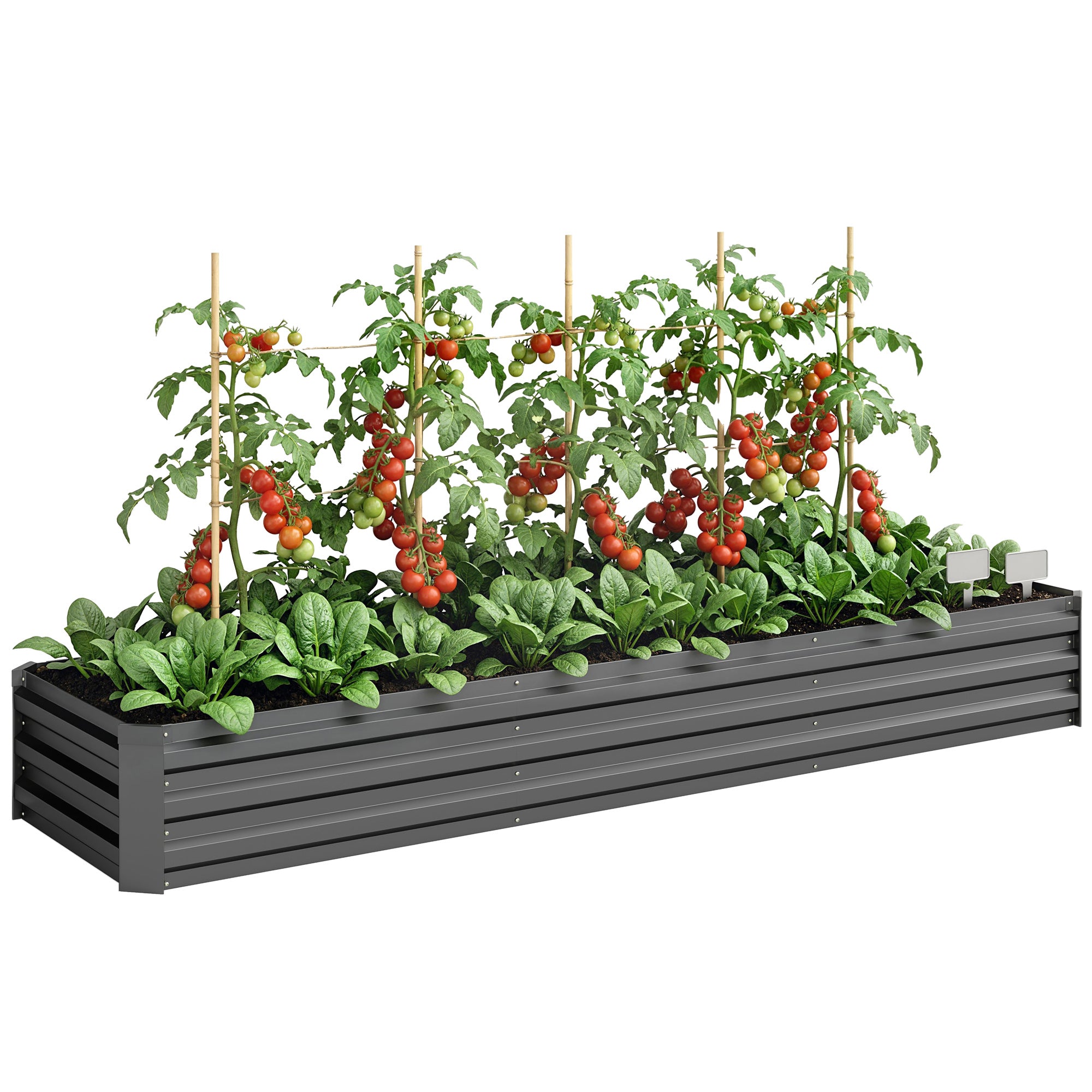 8x2x1ft Galvanized Raised Garden Bed Kit with Safety Edging for Flowers, Herbs and Vegetables, Dark Gray