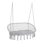 2-Person Hammock Chair Macrame Swing with Soft Cushion, Hanging Cotton Rope Chair for Indoor Outdoor Home Patio Backyard, Light Gray