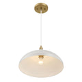 Pendant Lamp with Astral Single Light, Brass Finish for Entrance or Kitchen Island, 14" L x 14" W x 8" H, Gold+White