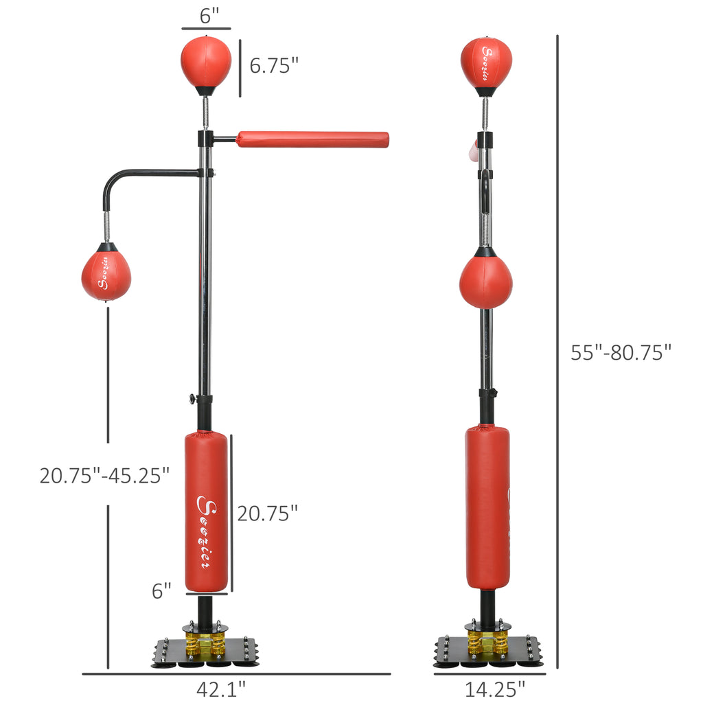 4.6'-6.7' Speed Bag Boxing Bag Stand, Reflex Bag Boxing Training Equipment, Speed Punching Bag, Red