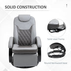 Faux Leather Manual Recliner, Adjustable Swivel Lounge Chair, Armchair with Footrest and Round Base for Living Room, Gray