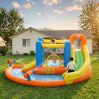 5-in-1 Kids Inflatable Bounce House Jumping Castle with Water Pool, Slide, Climbing Walls & 2 Water Guns