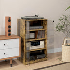 5-Tier Media Cabinet, Media Stand with Adjustable Shelves, Tempered Glass Doors, and Cable Management, Rustic Brown