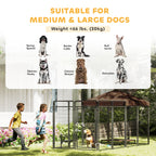 Dog Kennel Outdoor with Waterproof Canopy, Dog Run with Galvanized Chain Link, Secure Lock, for Backyard and Patio, Large and Medium Sized Breeds, Chickens, Ducks, 9.3' x 4.6' x 5.2'