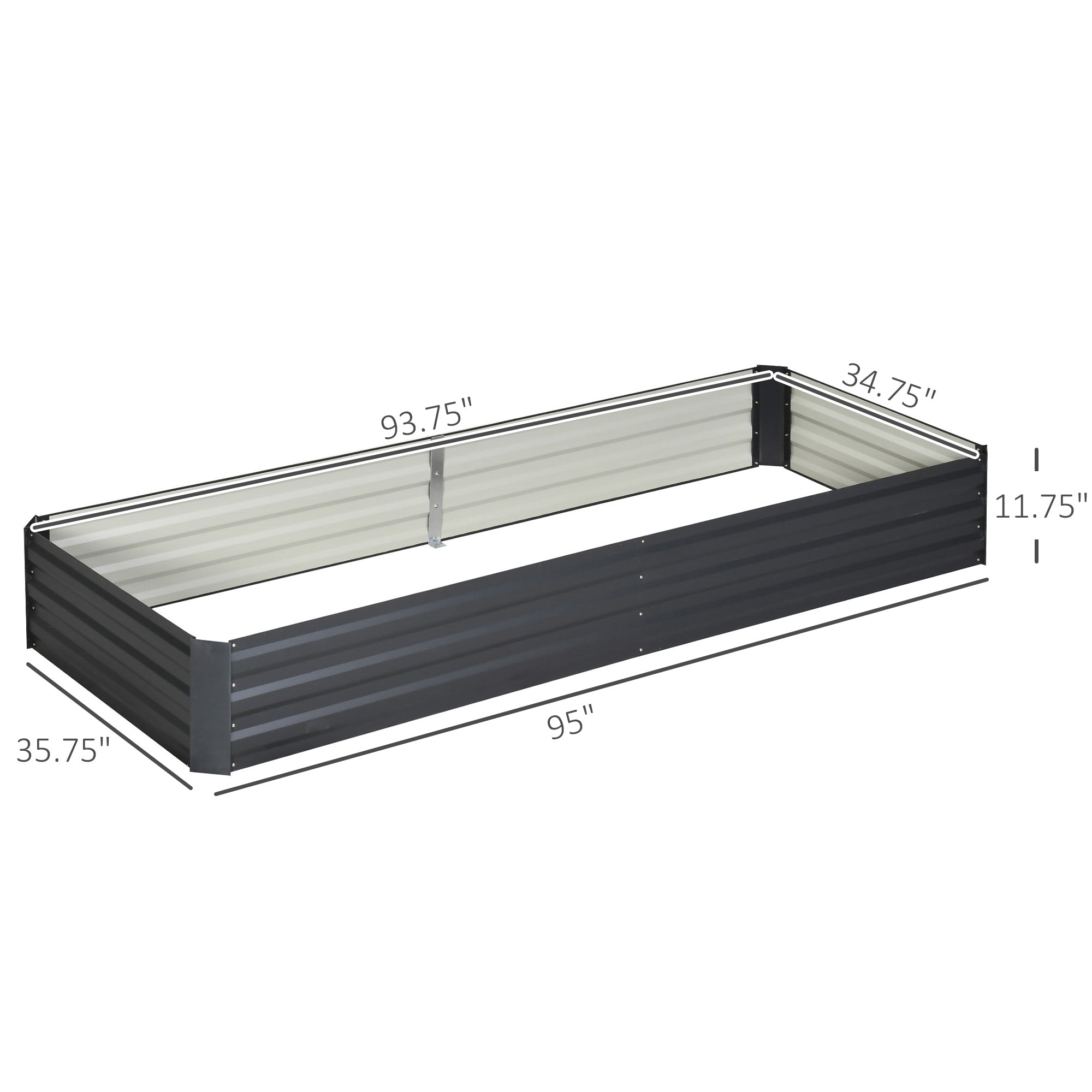 95" x 36" x 12" Galvanized Raised Garden Bed, Easy DIY and Cleaning for Growing Flowers, Herbs, Succulents, Gray