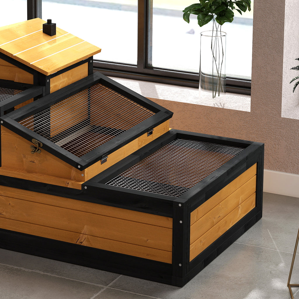 3-Room Tortoise Habitat House w/ Balcony & 2 Stories, 44" x 25.5" x 25", Yellow