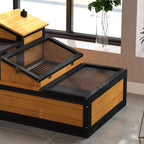 3-Room Tortoise Habitat House w/ Balcony & 2 Stories, 44" x 25.5" x 25", Yellow