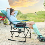 Camping Director's Chair with Side Table and Pocket, Steel Frame, Heavy Duty Oversized Portable Folding Chair, 25" L x 27.5" W x 43.5" H, Blue