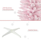 5' Decorated Christmas Tree Snow Flocked Artificial Christmas Tree with Pencil Shape, Realistic Branches, Pink