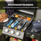 3 Burner Propane Gas Grill with Side Burner Barbecue Grill with Shelves, 9.5 KW Output, 310 Sq. in. Cooking Area