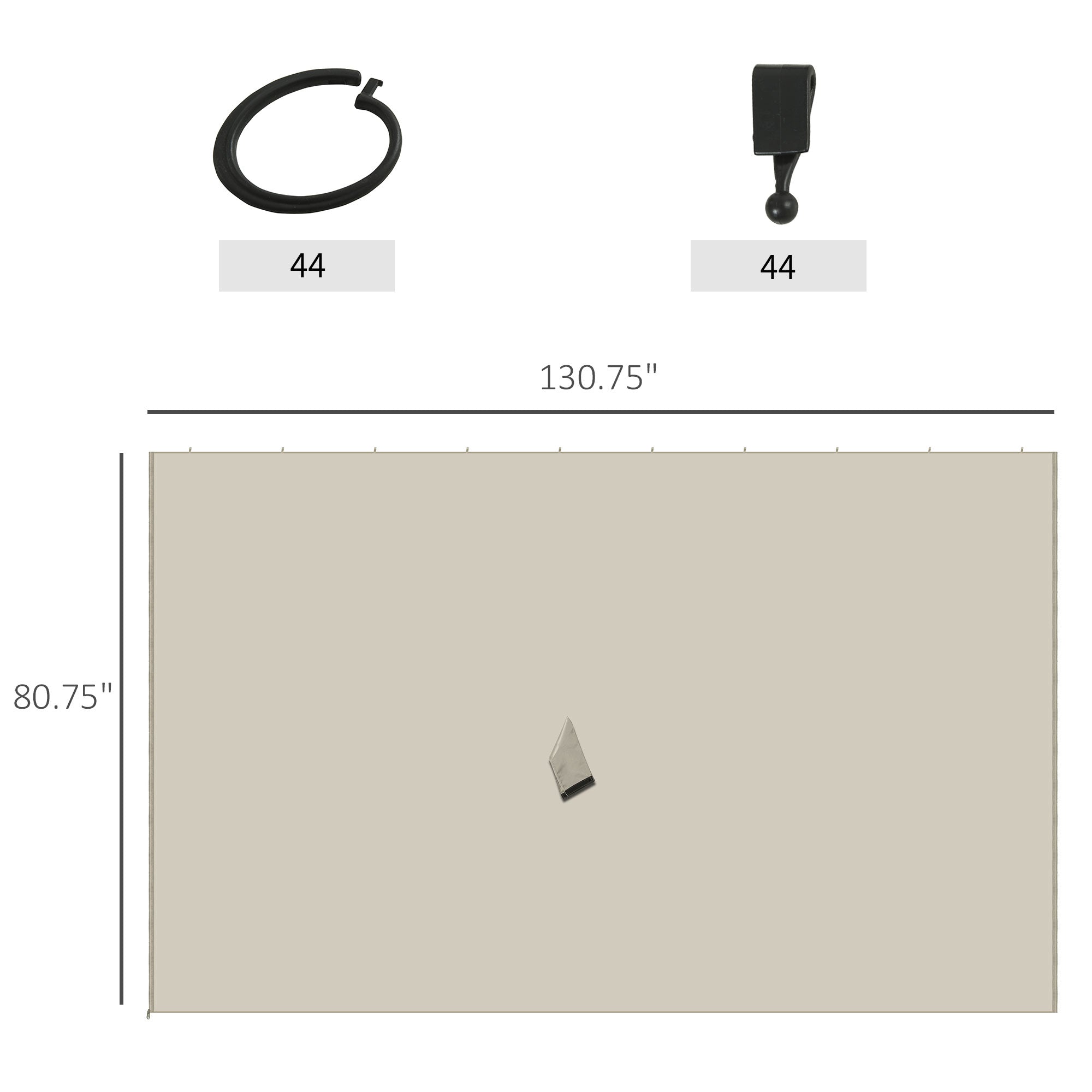 9.84' x 11.8' Gazebo Sidewall Set with Hooks/C-Rings, Beige